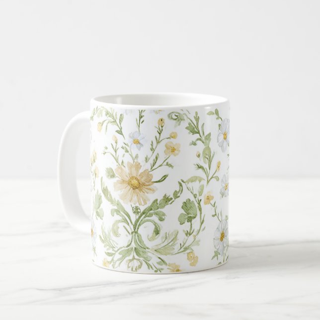 Mug Fleurs blanches crème   (Devant gauche)
