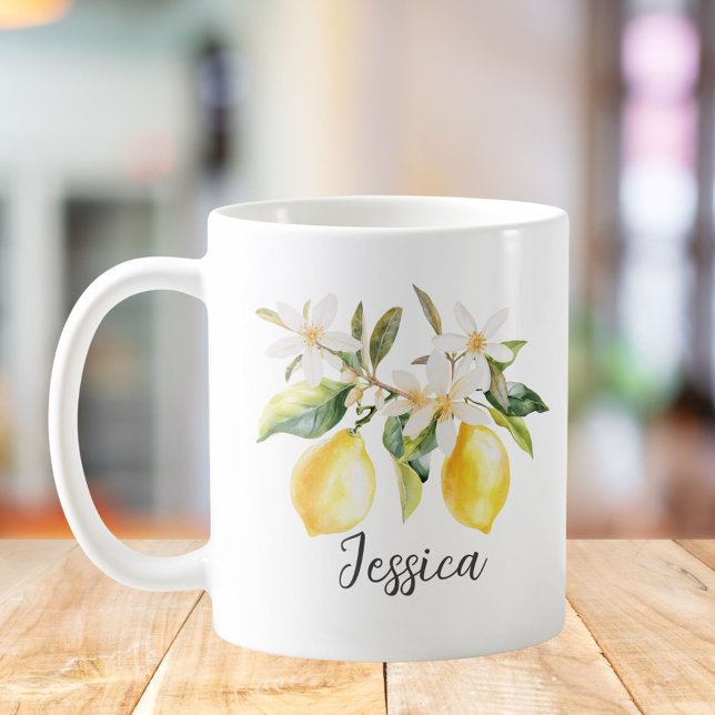 Mug Fleurs Blanches de Fruits de Citron Monogramme Bra (In situ)