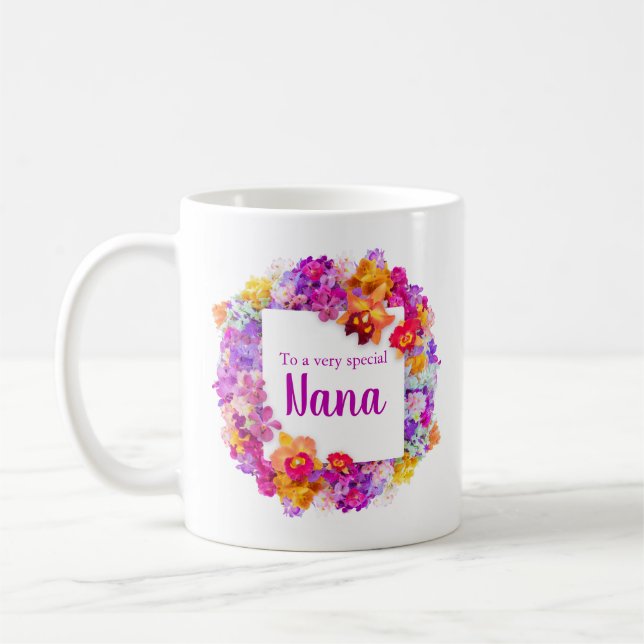 Mug Fleurs blanches élégantes Nana Fête des Mères   (Gauche)