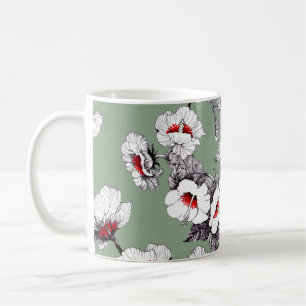 Mug Fleurs blanches rouges sans joint : décoration ver