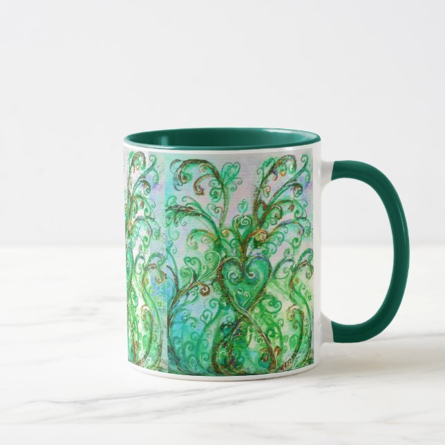 Mug FLEURS BLANCHES vert vif bleu jaune (Droite)