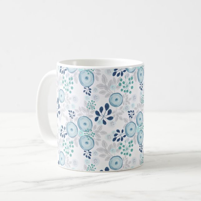 Mug Fleurs bleu clair (Devant gauche)