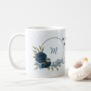 Mug fleurs bleu marine clair 