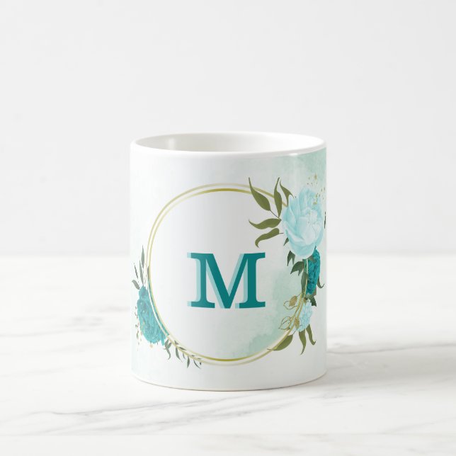 Mug fleurs bleu turquoise clair  (Centre)