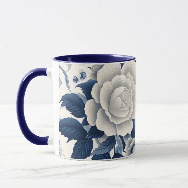 Mug Fleurs bleue et blanches (Gauche)