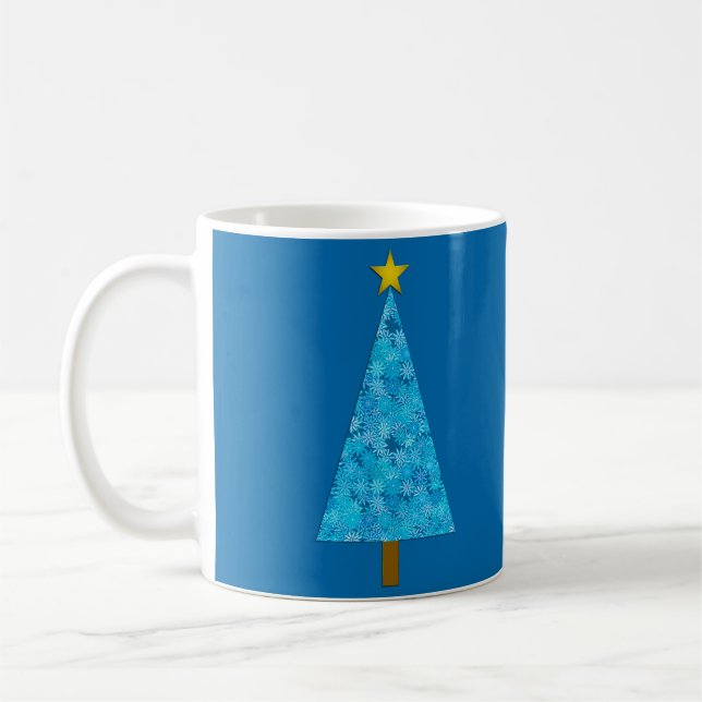 Mug Fleurs bleues Arbre de Noël moderne rétro (Gauche)