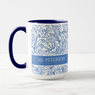 Mug Fleurs Bleues Élégantes sur Mesure