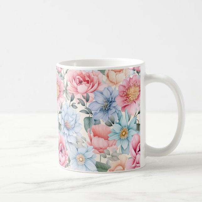 Mug Fleurs bleues et roses  (Droite)