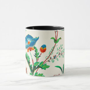 Mug Fleurs bleues et rouges Motif vintage