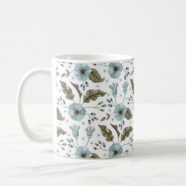 Mug Fleurs bleues et vertes (Gauche)