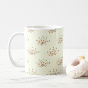 Mug Fleurs Bleues, Fleurs Rouges, Motif De Fleurs