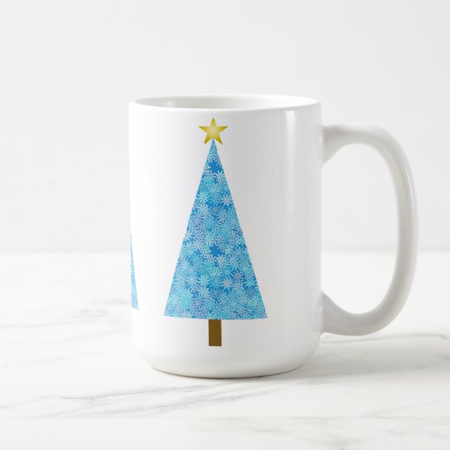 Mug Fleurs bleues sur un sapin de Noël moderne (Droite)