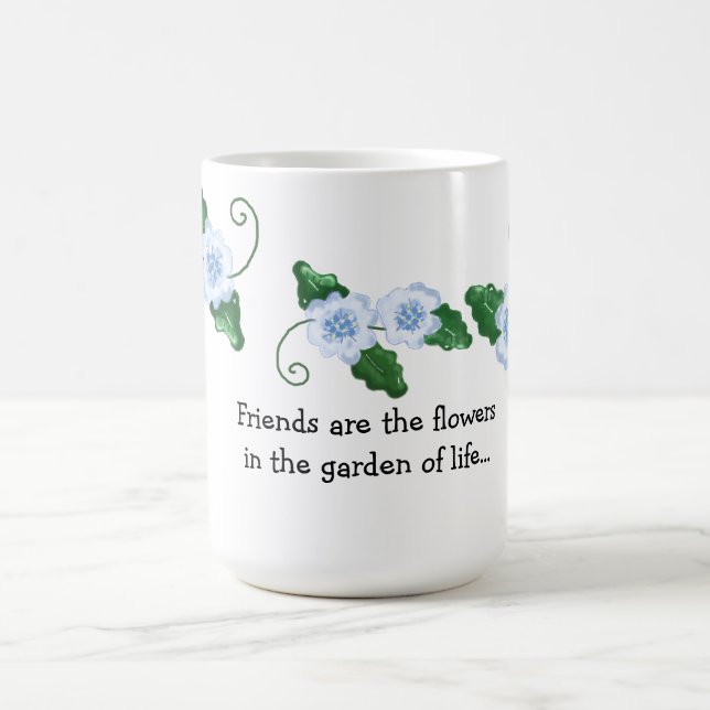 Mug Fleurs Bleues Tendres avec Citation d'Amitié (Centre)