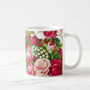 Mug Fleurs botaniques de roses rouges vintages de rose