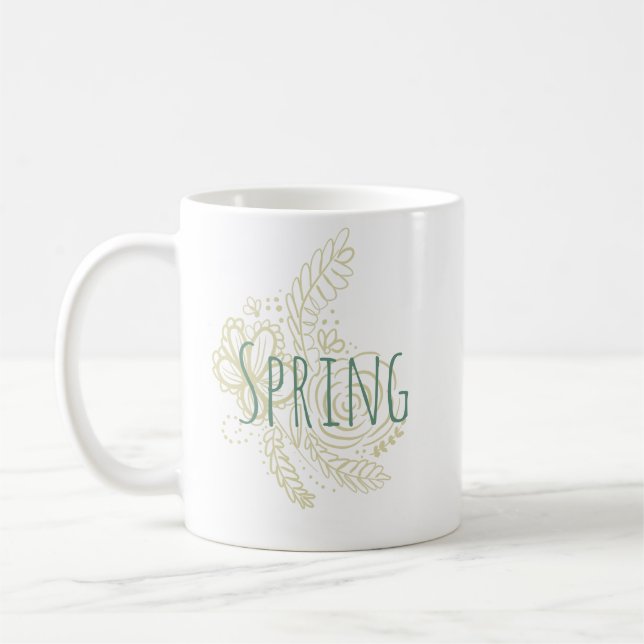Mug Fleurs botaniques printanières dessinées à la main (Gauche)