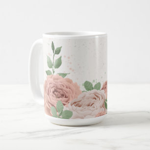 Mug fleurs botaniques rose saumon verdure