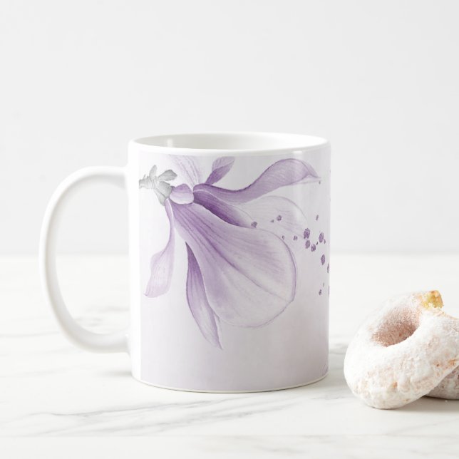 Mug fleurs botaniques violettes romantiques  (Avec donut)