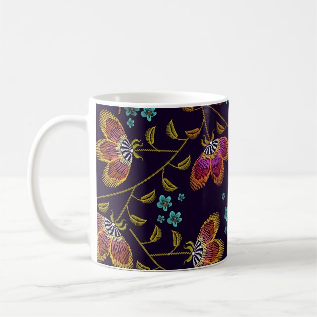 Mug Fleurs brodées : mode sans couture motif (Gauche)