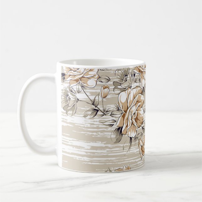 Mug fleurs brunes motif sur fond de texture (Gauche)