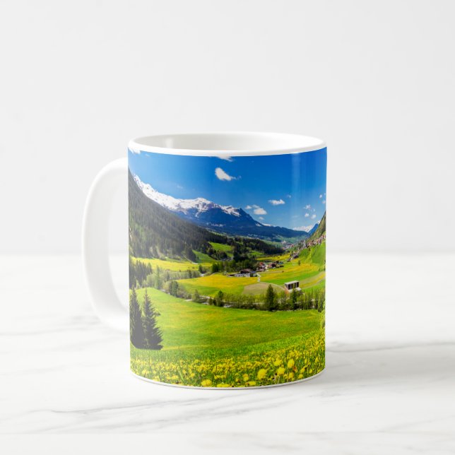 Mug Fleurs | Canton des Grisons de Dandelion, Suisse (Devant gauche)
