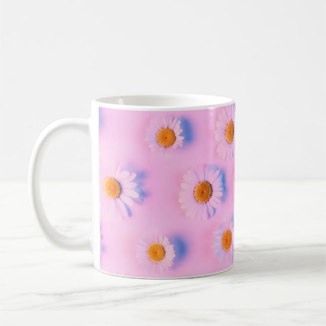 Mug Fleurs chamomiles à motif néon multicolore (Gauche)