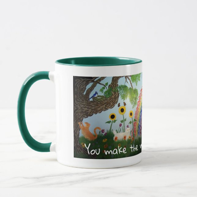 Mug Fleurs, chats et arcs-en-ciel (Gauche)