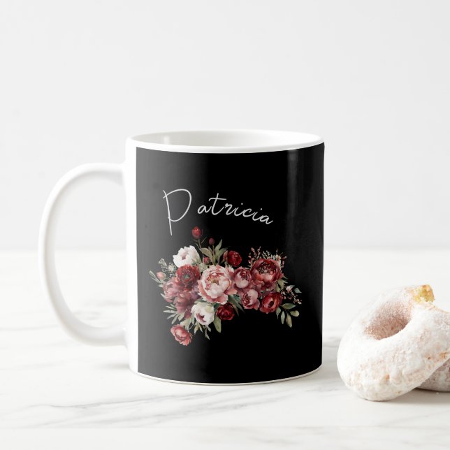 Mug Fleurs Chic Bourgogne (Avec donut)