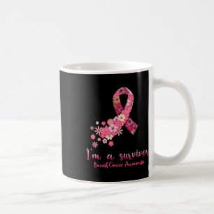 Mug Fleurs Coeur Je suis un survivant Cancer du sein D