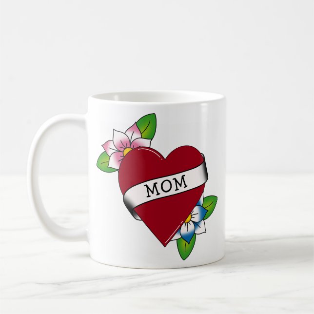 Mug Fleurs Coeur maman tatouage (Gauche)