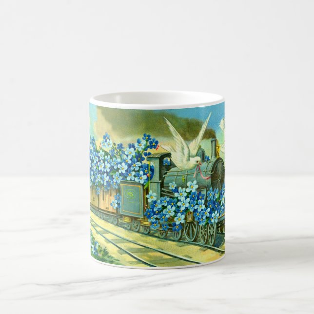 Mug Fleurs, colombes et trains (Centre)