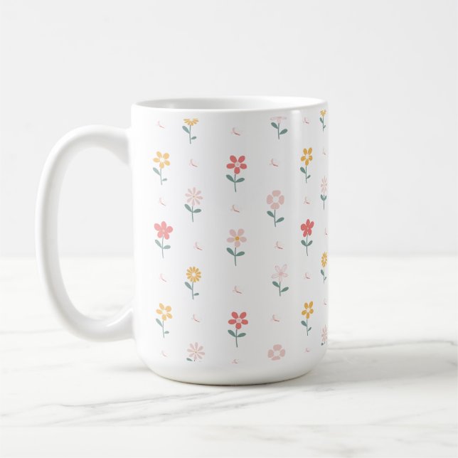 Mug Fleurs colorées et Motif papillon (Gauche)