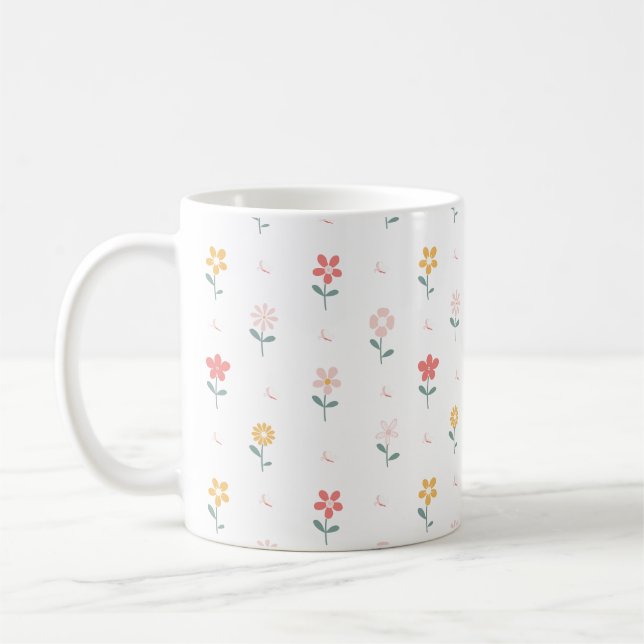 Mug Fleurs colorées et Motif papillon (Gauche)