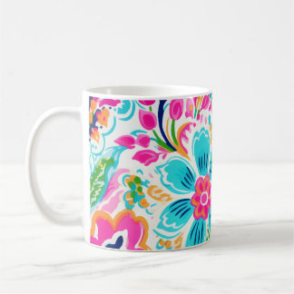 Mug Fleurs colorées florales de Paisley Preppy brillan