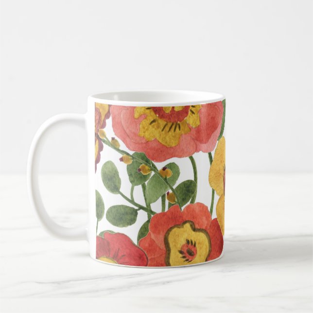 Mug Fleurs colorées : motif d'aquarelle d'été. (Gauche)