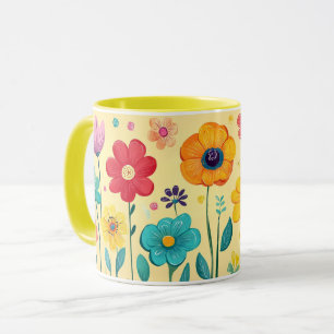 Mug Fleurs Colorées, Motif Lumineux Vibrant de Fleur P