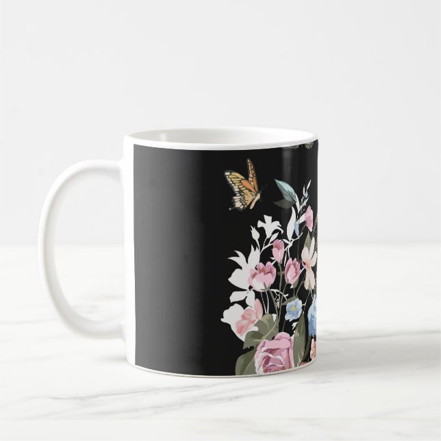 Mug Fleurs colorées, papillons, illustration des poumo (Gauche)