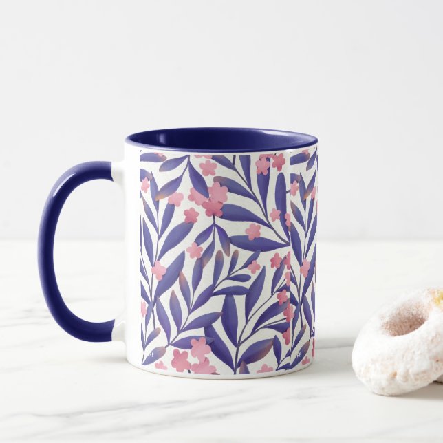 Mug Fleurs colorées Peinture Abstraite (Avec donut)