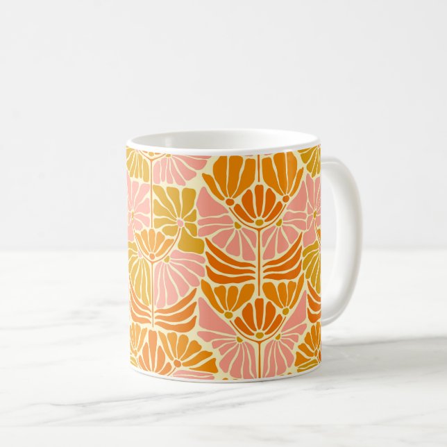Mug Fleurs colorées rétro (Devant droit)