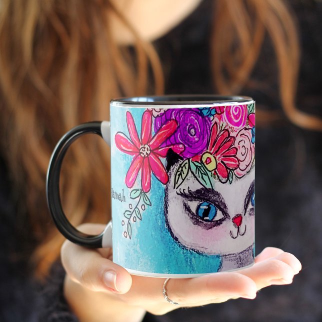 Mug Fleurs colorées Siamese Chat mignonne Illustration (Créateur téléchargé)