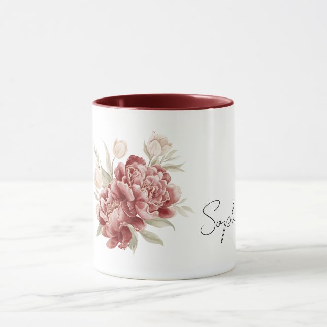 Mug Fleurs Crème Rouge (Centre)