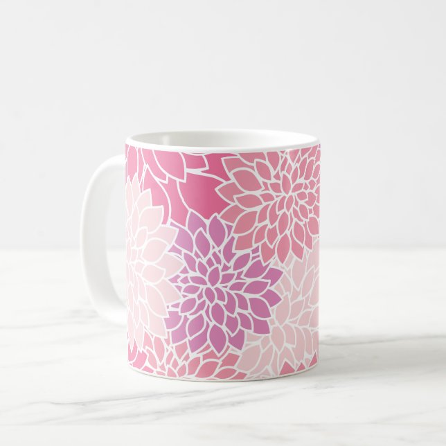 Mug Fleurs Dahlia, Motif De Fleurs, Dahlia Rose (Devant gauche)
