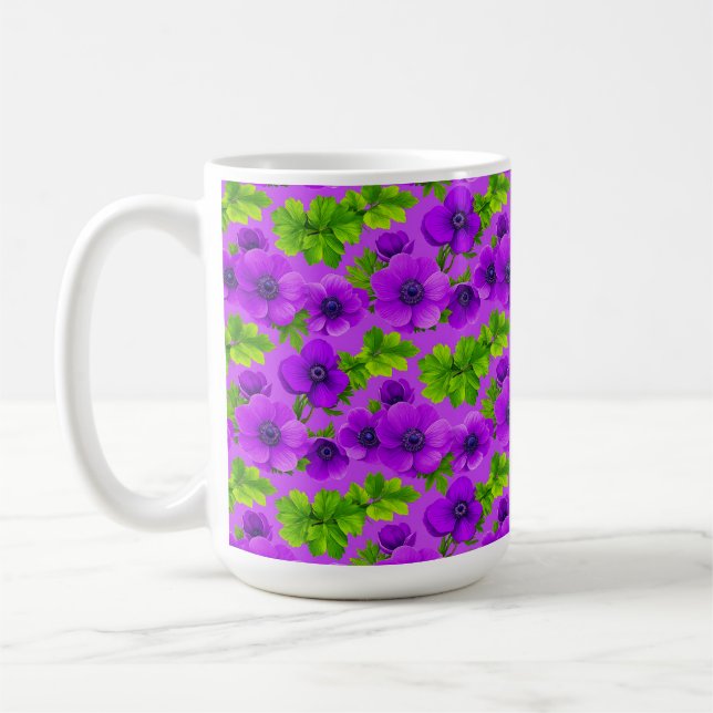 Mug Fleurs d'anémone violet vibrant (Gauche)