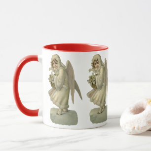 Mug Fleurs d'ange de Noël vintage, découpage victorien