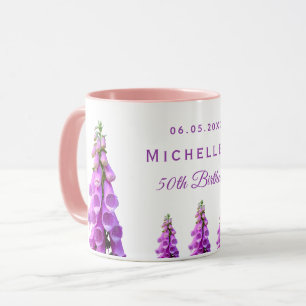 Mug Fleurs d'anniversaire fleur sauvage rose violet