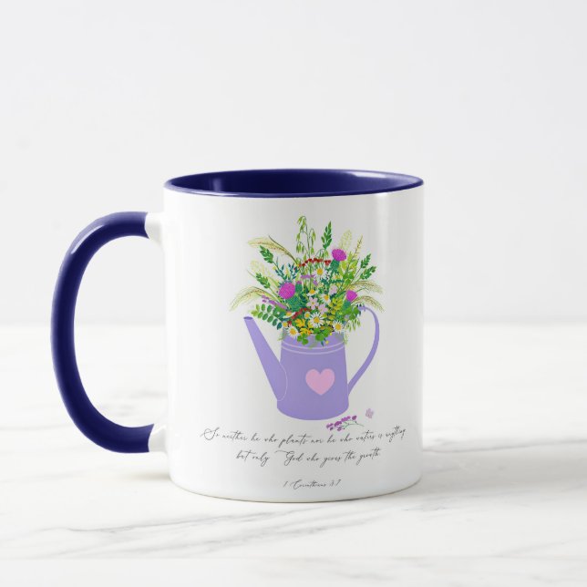 Mug Fleurs dans l'eau peut Dieu donne la croissance  (Gauche)