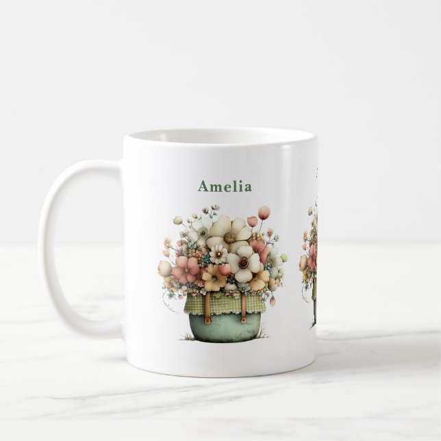 Mug Fleurs dans un pot Cozy Shabby Mignon (Gauche)
