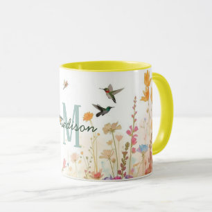 Mug Fleurs d'aquarelle colorées oiseaux Colibri Harmo
