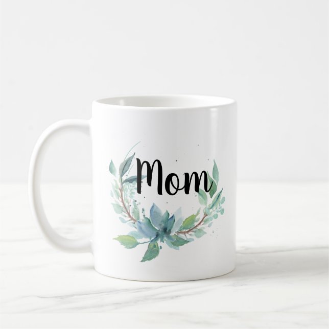 Mug fleurs d'aquarelle couronne maman Fête des mères b (Gauche)