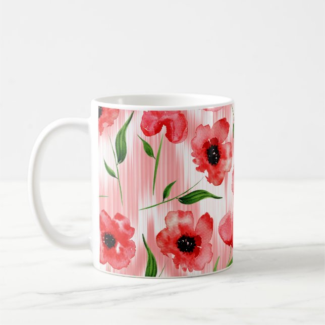 Mug Fleurs d'aquarelle : ikat de pavot. (Gauche)
