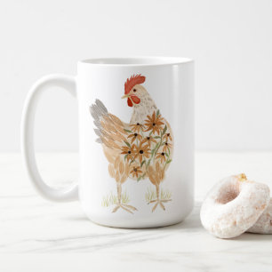 Mug Fleurs d'aquarelle mignonnes de poulet